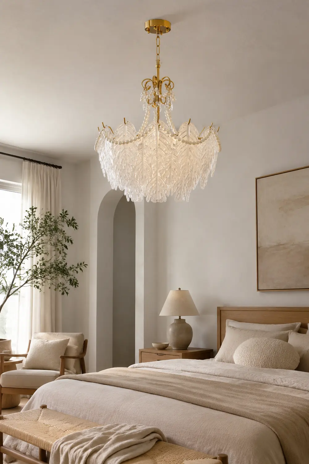 Feather Glass Chandelier - Lumpaz