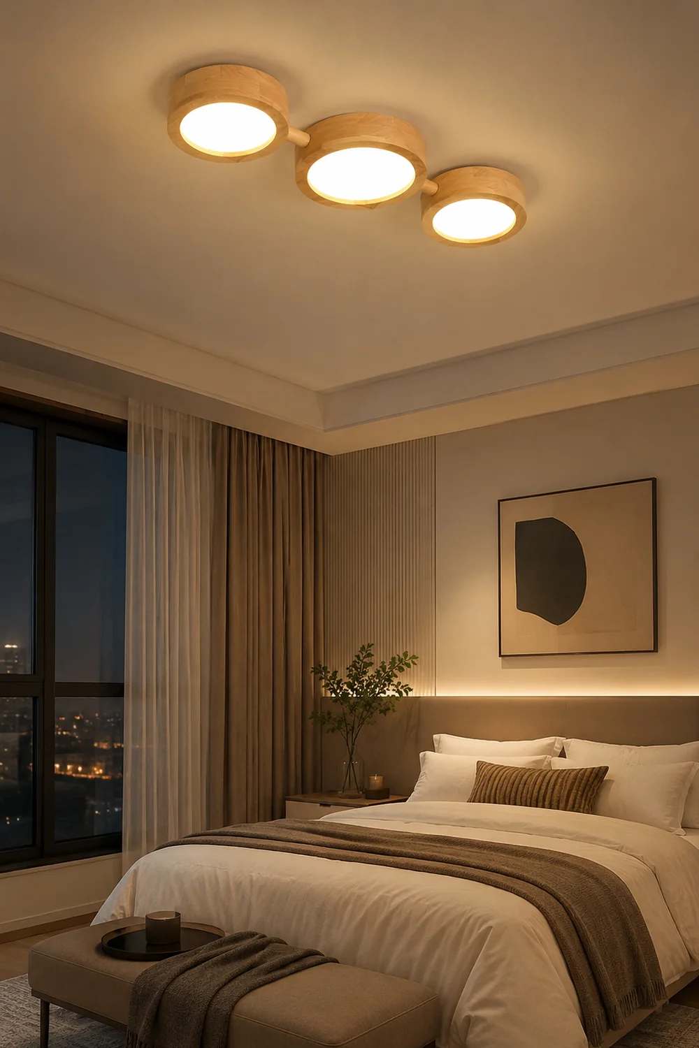 Multi-Heads Wood Retro LED Ceiling Light - Lumpaz