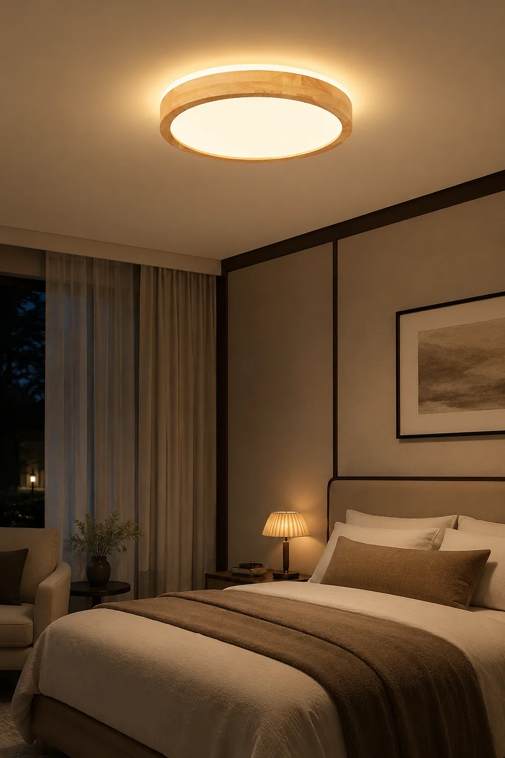 Natural Wood LED Round Ceiling Light - Lumpaz