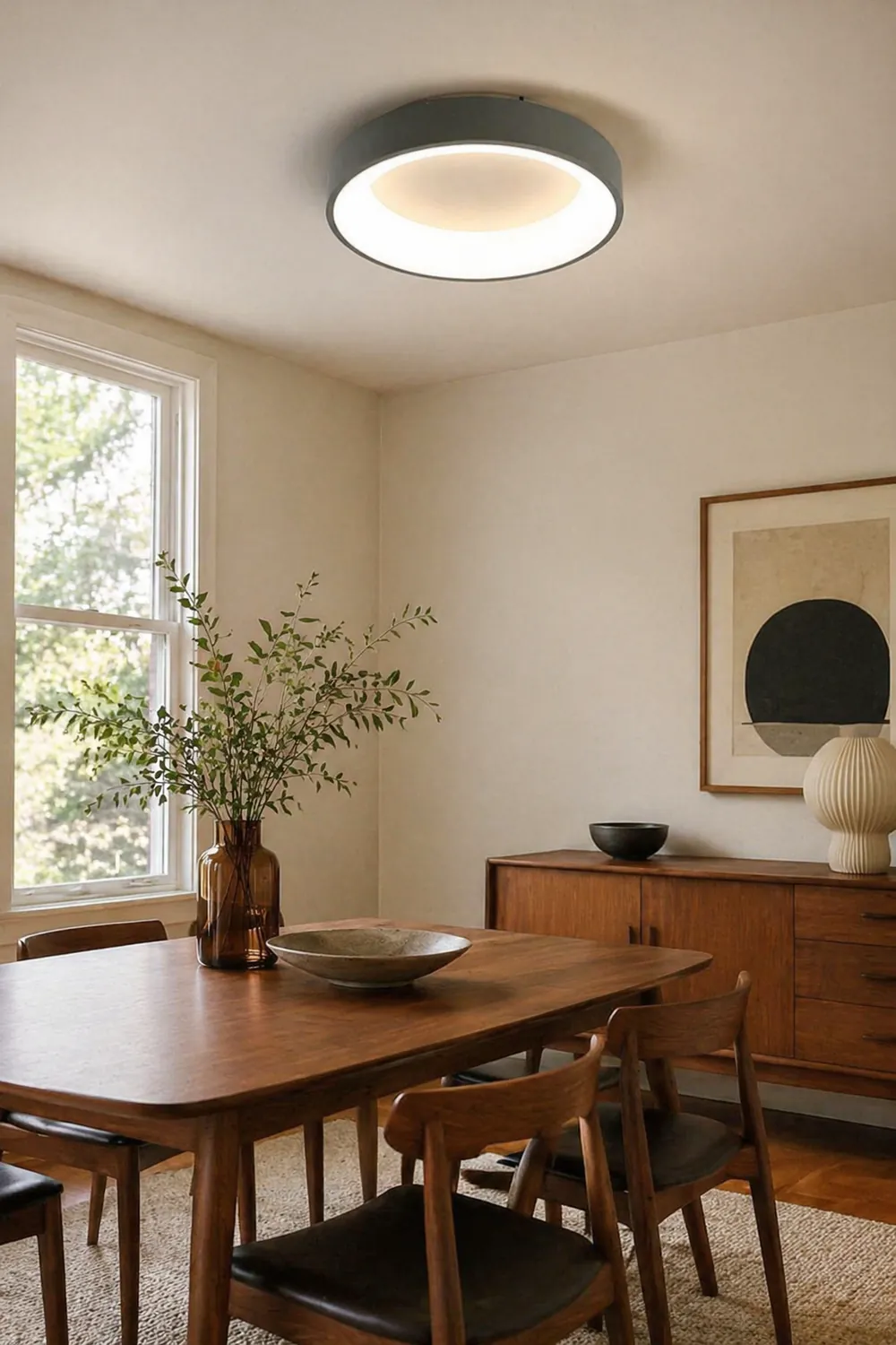 Scandinavian Grey Round LED Ceiling Light - Lumpaz
