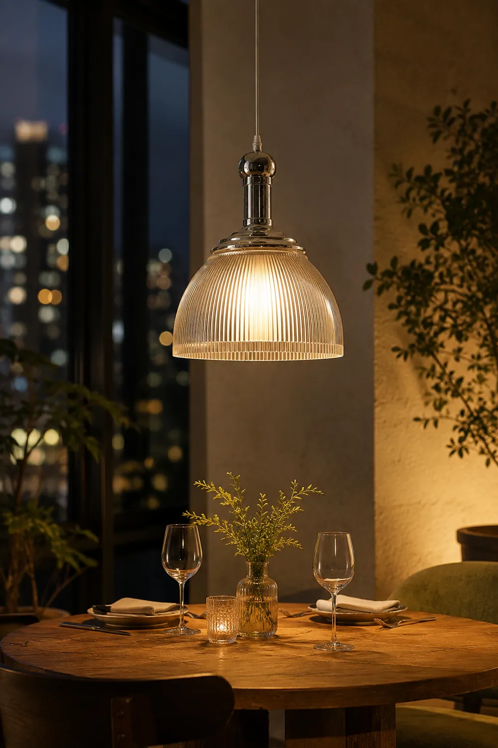 Ribbed Chrome Pendant Lamp - Lumpaz