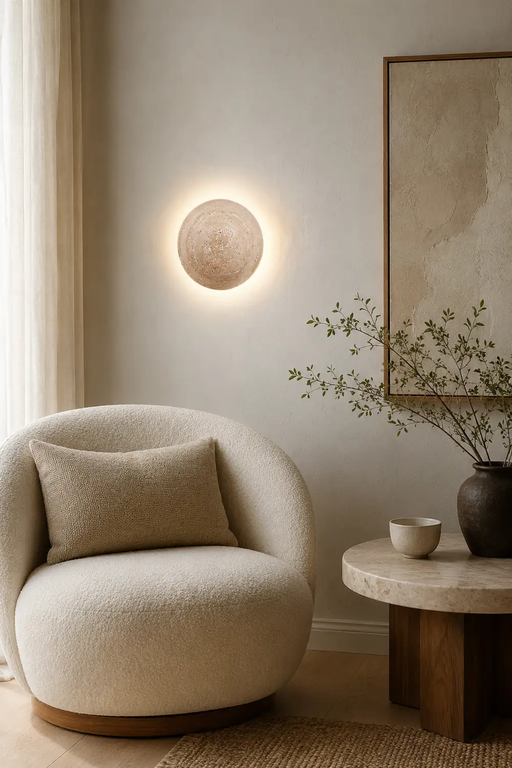 Round Travertine Wall Lamp - Lumpaz