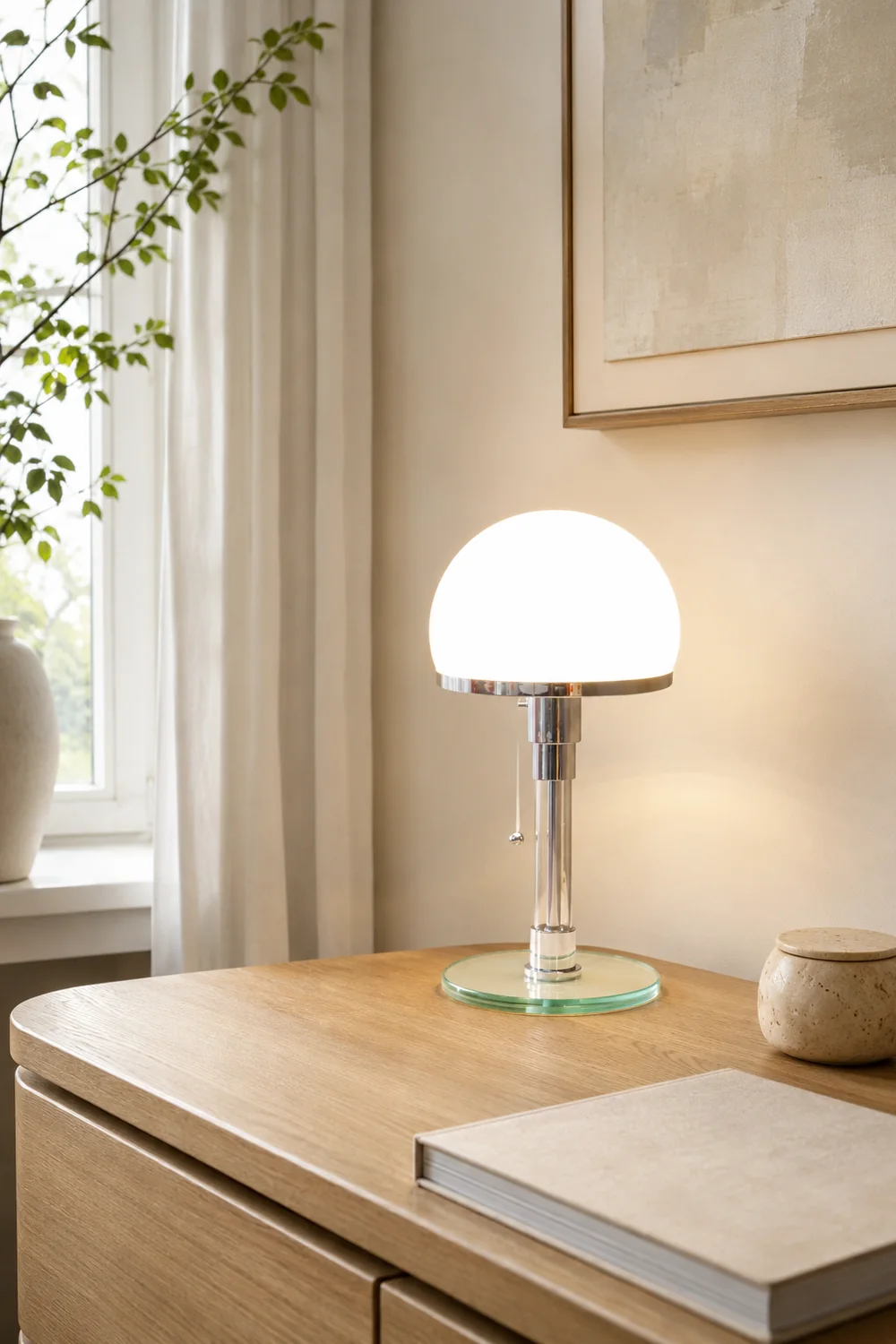 Hemispherical Chrome Table Lamp - Lumpaz