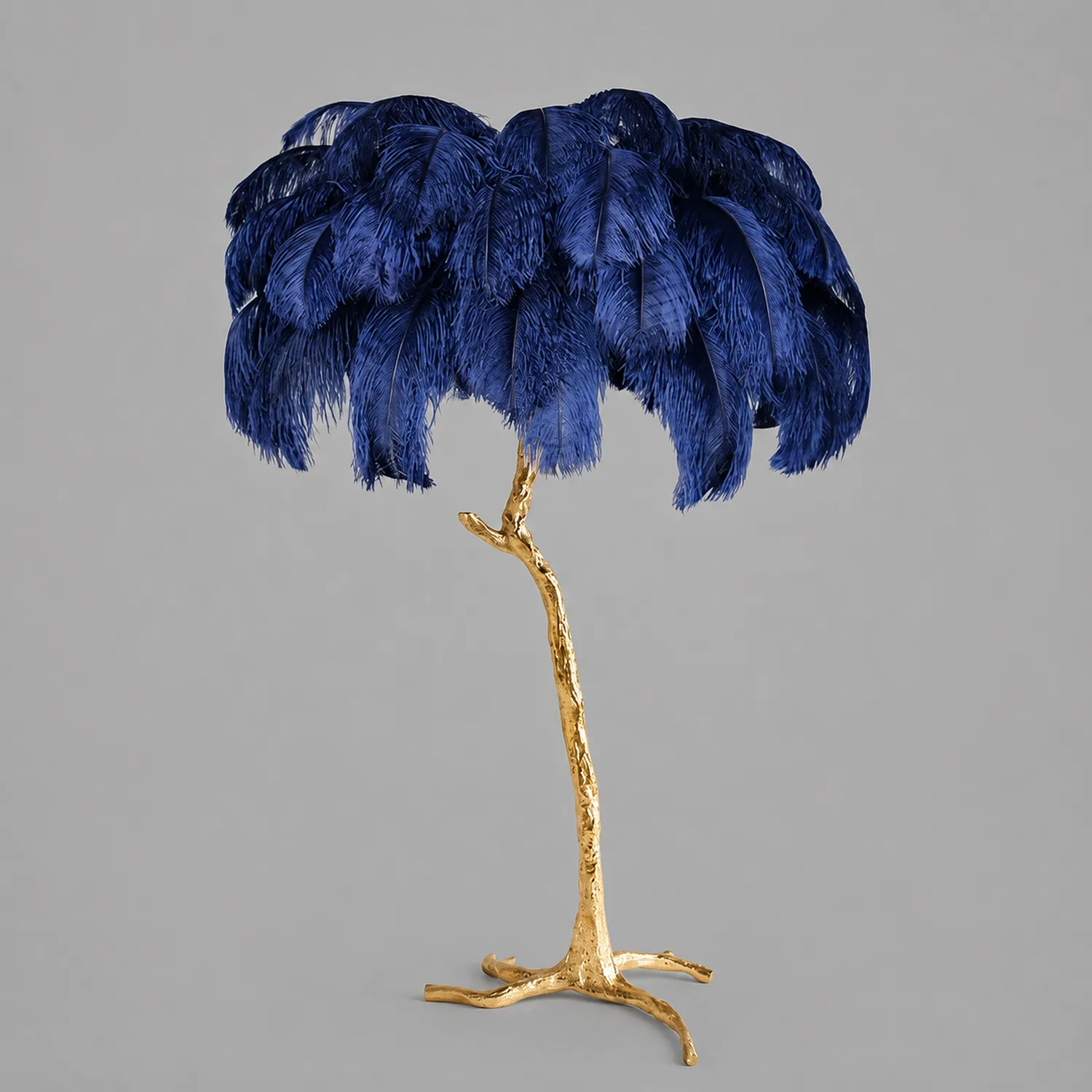 Ostrich Feather Brass Floor Lamp - Lumpaz
