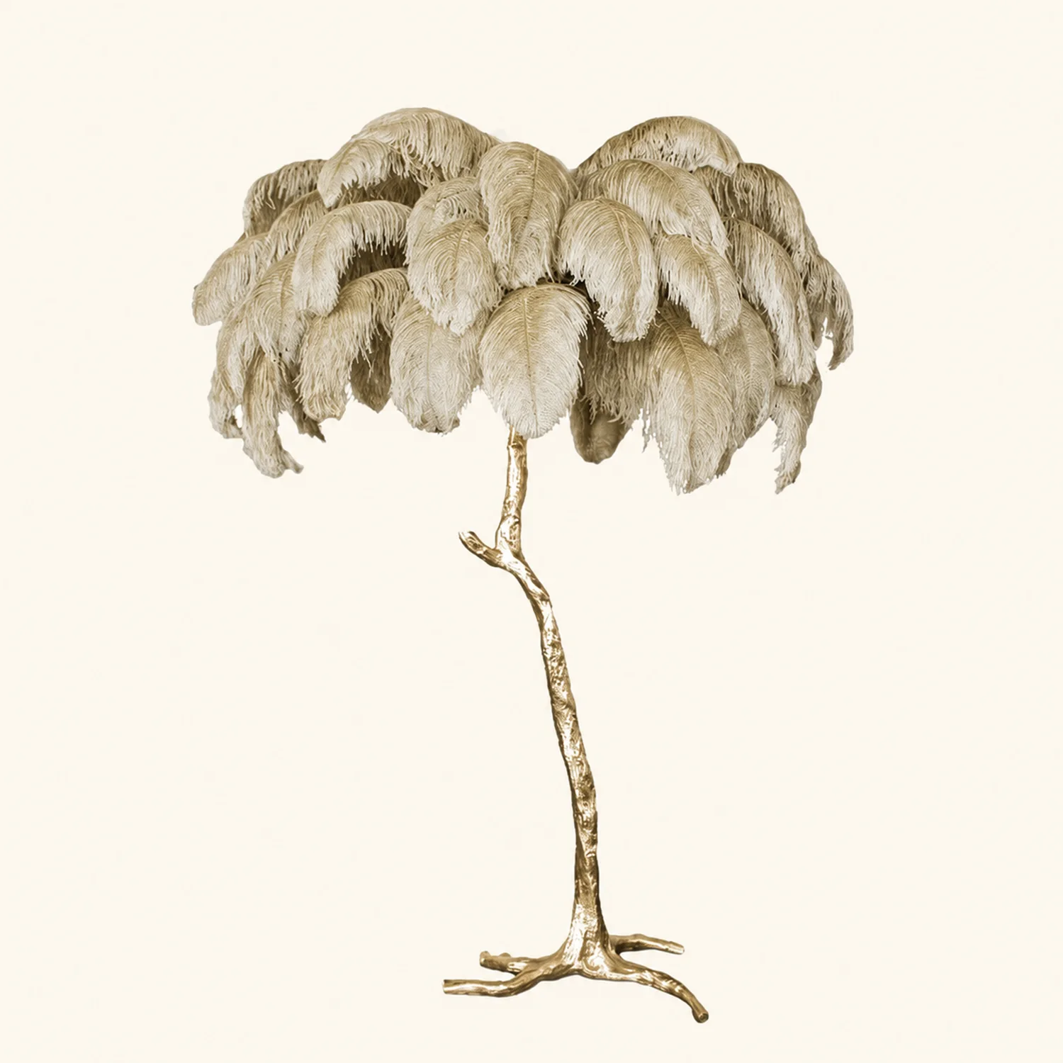 Ostrich Feather Brass Floor Lamp - Lumpaz