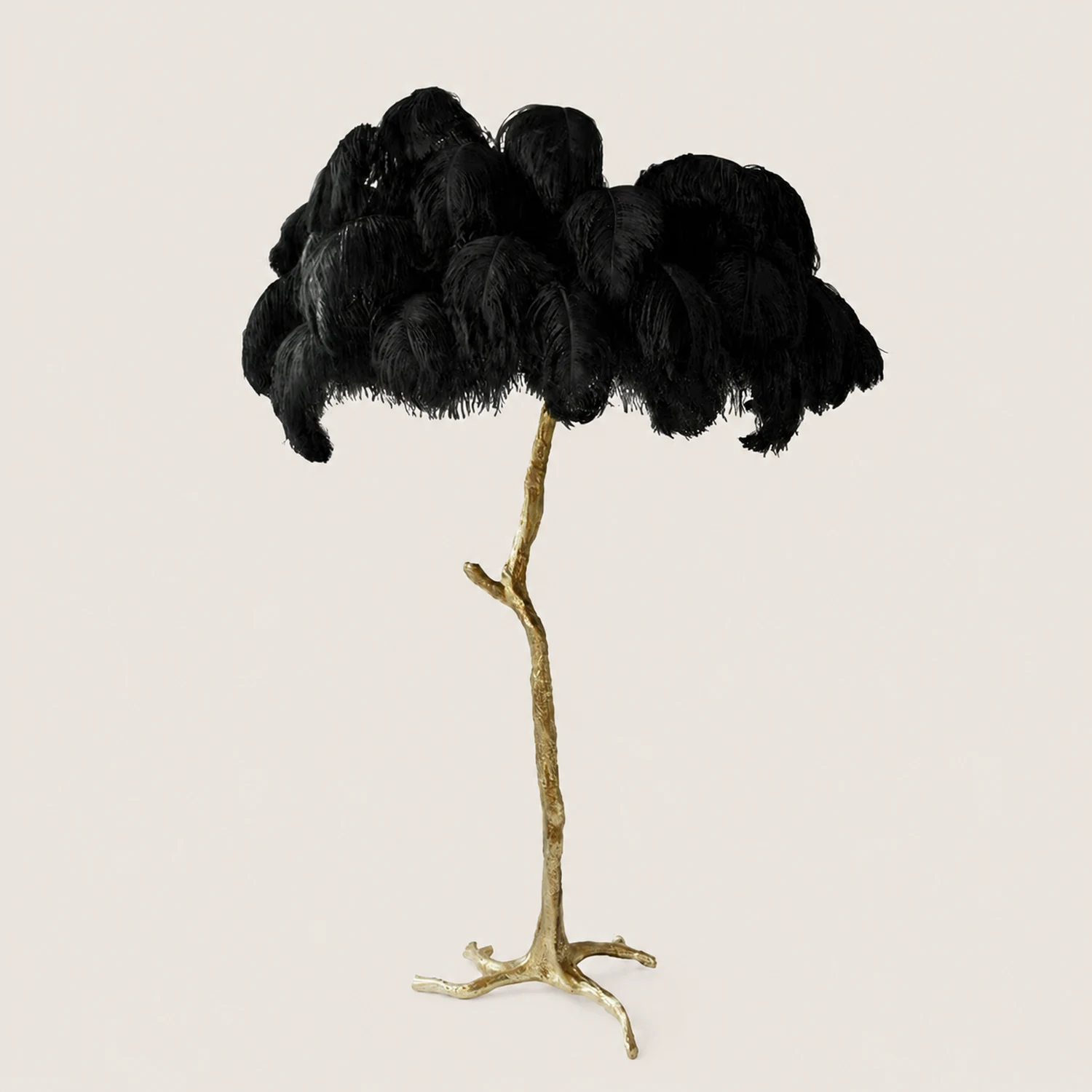 Ostrich Feather Brass Floor Lamp - Lumpaz
