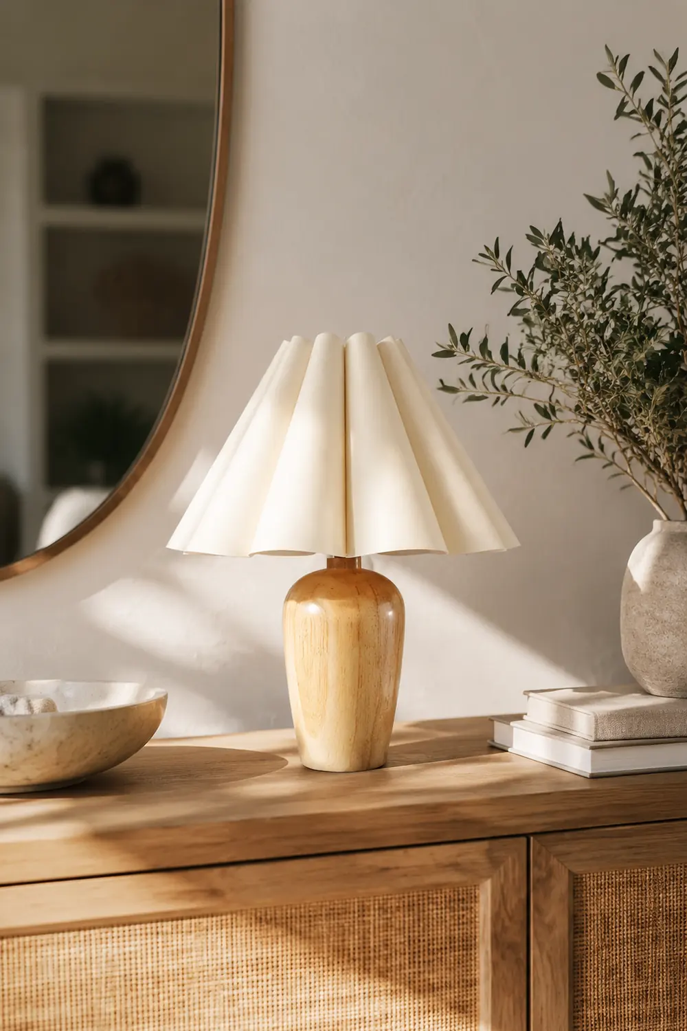 Vintage Fluted Beige Table Lamp - Lumpaz