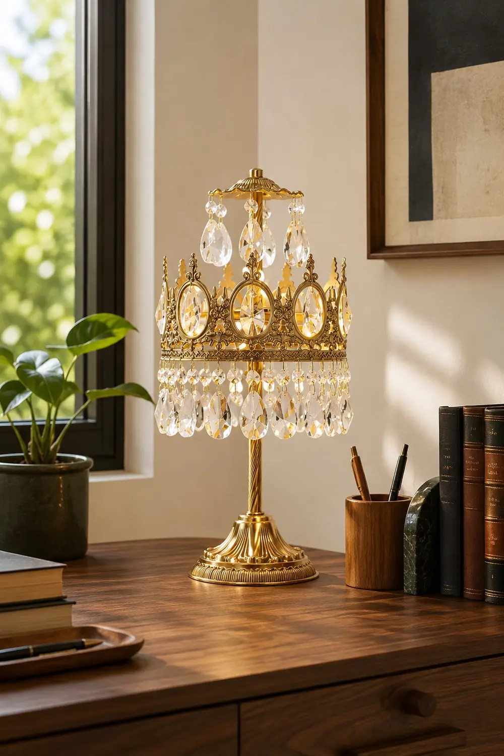 Vintage Crystal Table Lamp - Lumpaz