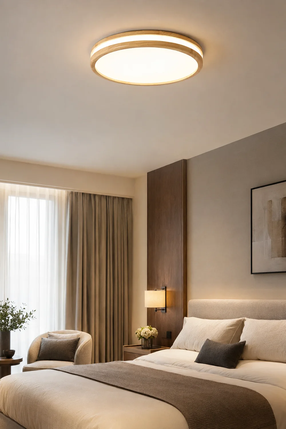 Vintage Wood Round LED Ceiling Light - Lumpaz