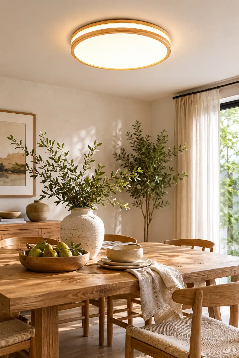 Vintage Wood Round LED Ceiling Light - Lumpaz