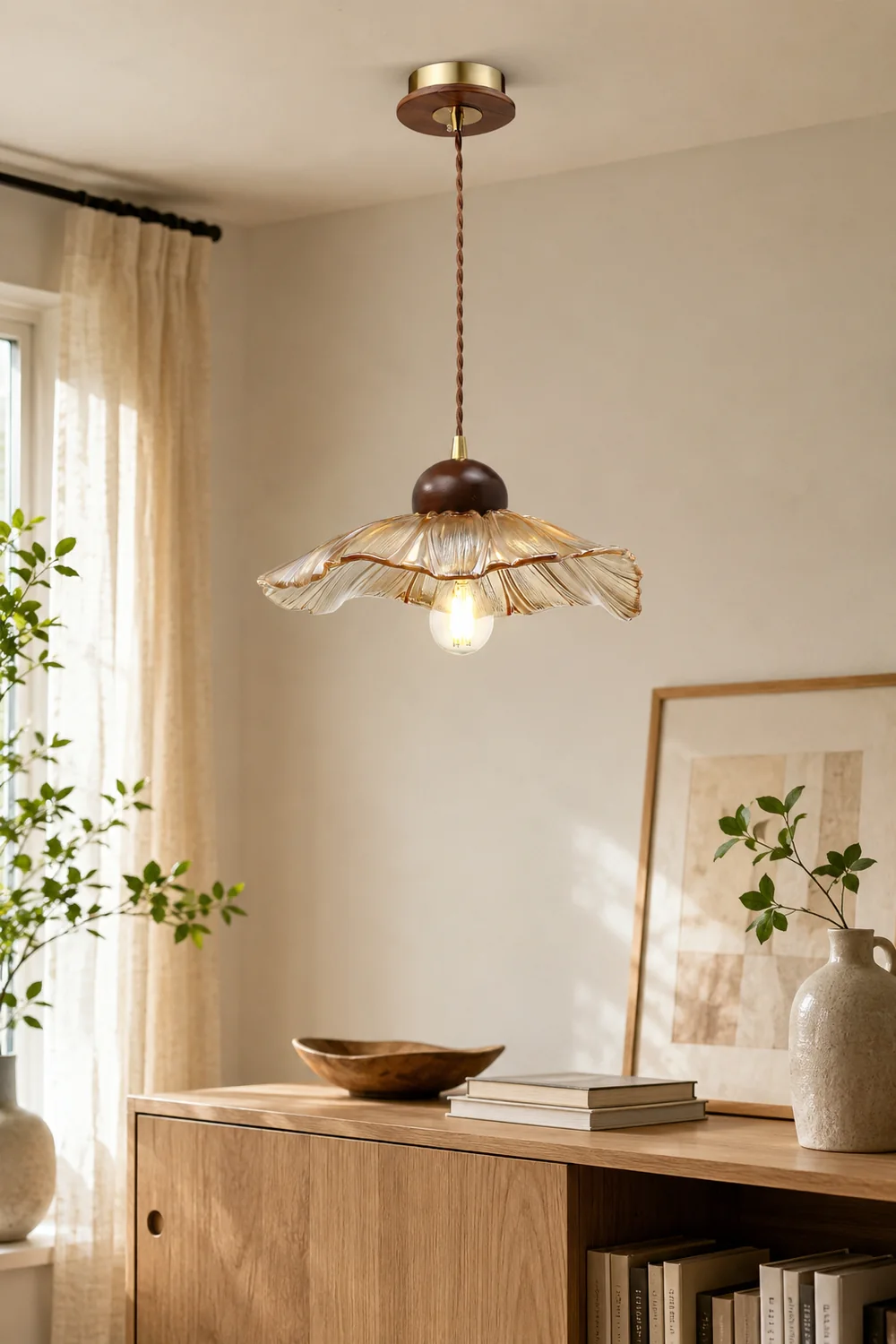 Scalloped Floral Pendant Lamp - Lumpaz