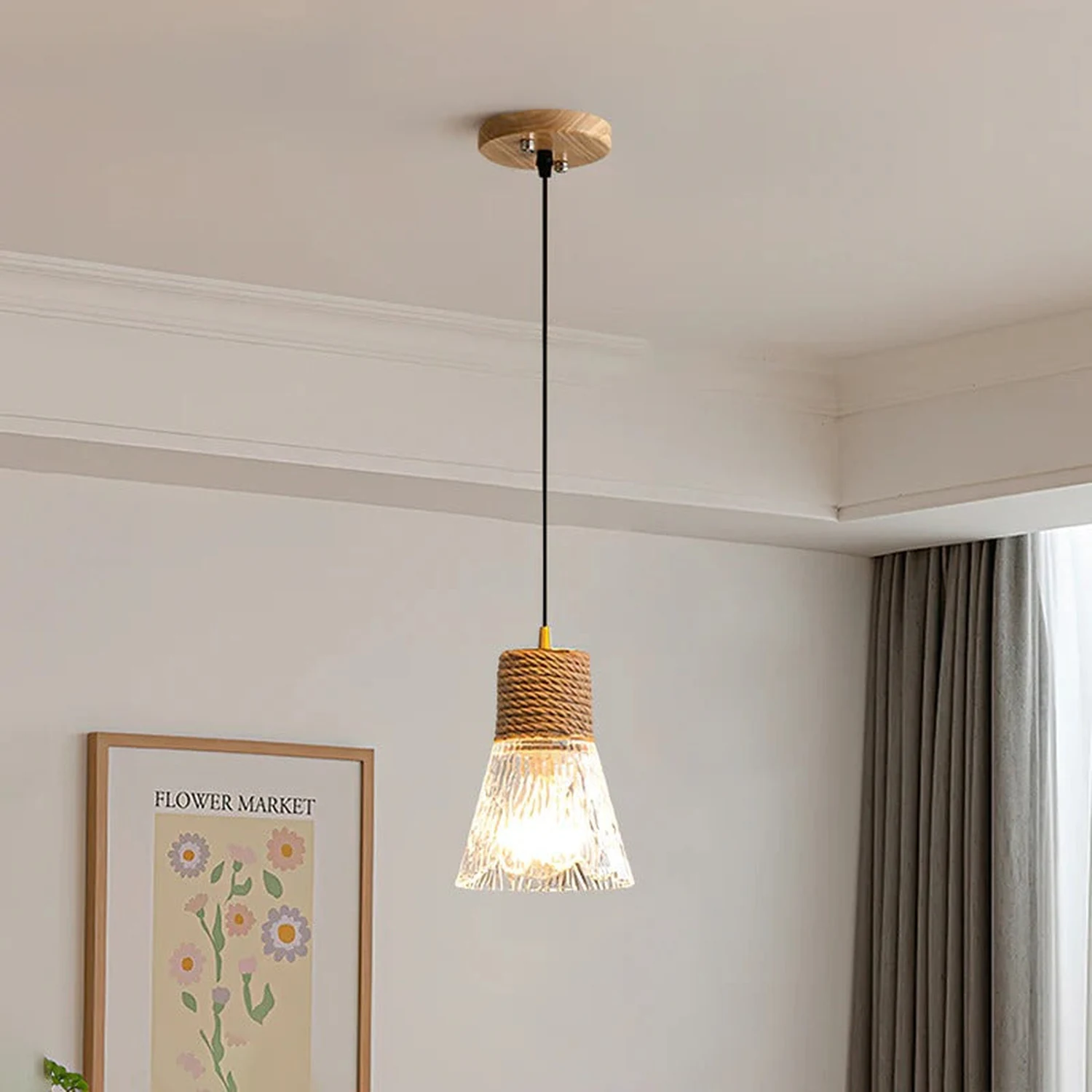 Hemp Rope Glass Pendant Lamp - Lumpaz