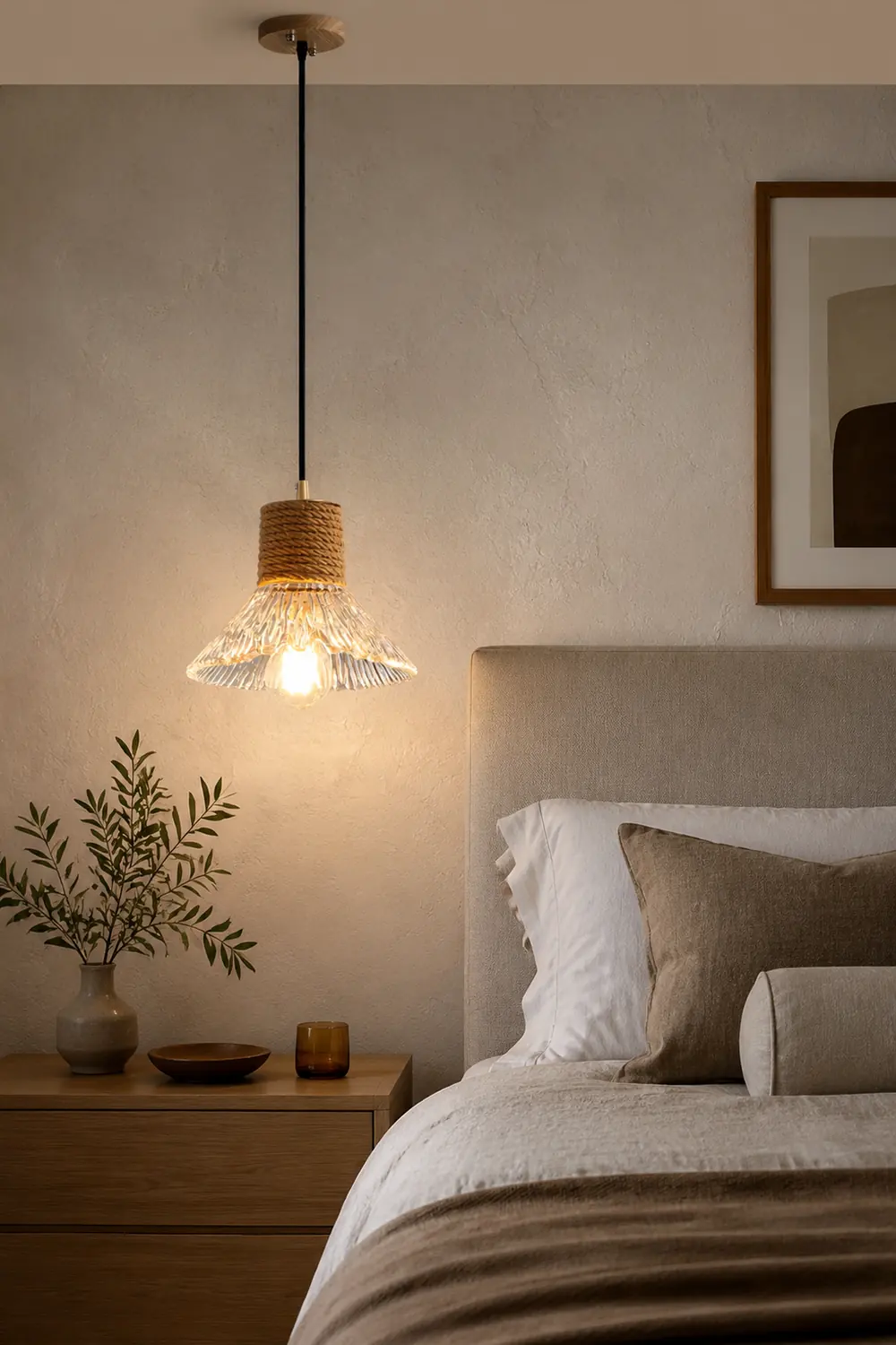Hemp Rope Glass Pendant Lamp - Lumpaz