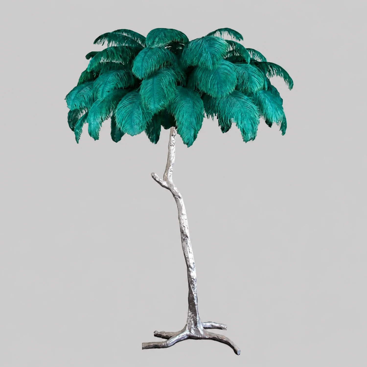 Ostrich Feather Brass Floor Lamp - Lumpaz