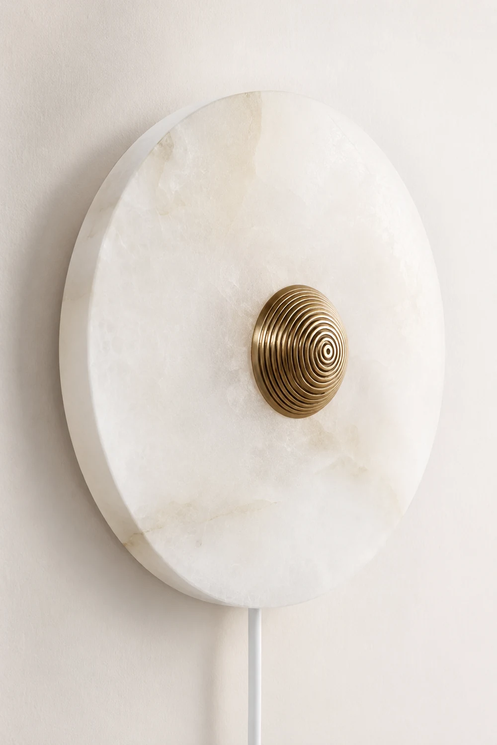Round Alabaster Plug In Wall Lamp - Lumpaz
