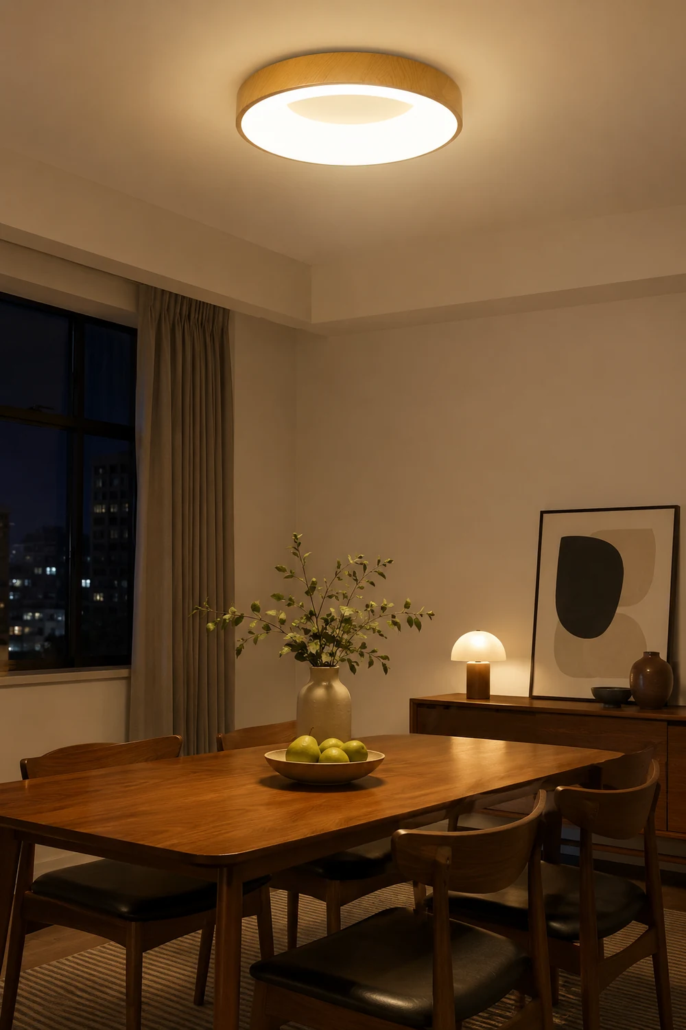Natural Wood Round LED Ceiling Light - Lumpaz