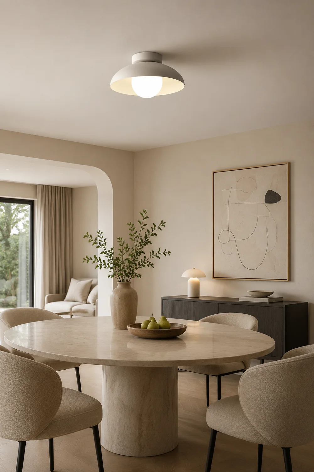 Minimalist White Metal Round Ceiling Light - Lumpaz
