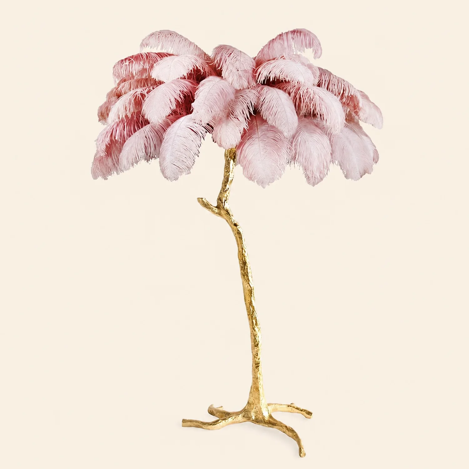 Ostrich Feather Brass Floor Lamp - Lumpaz