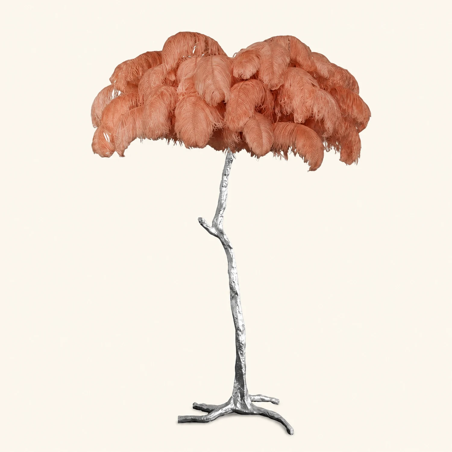 Ostrich Feather Brass Floor Lamp - Lumpaz