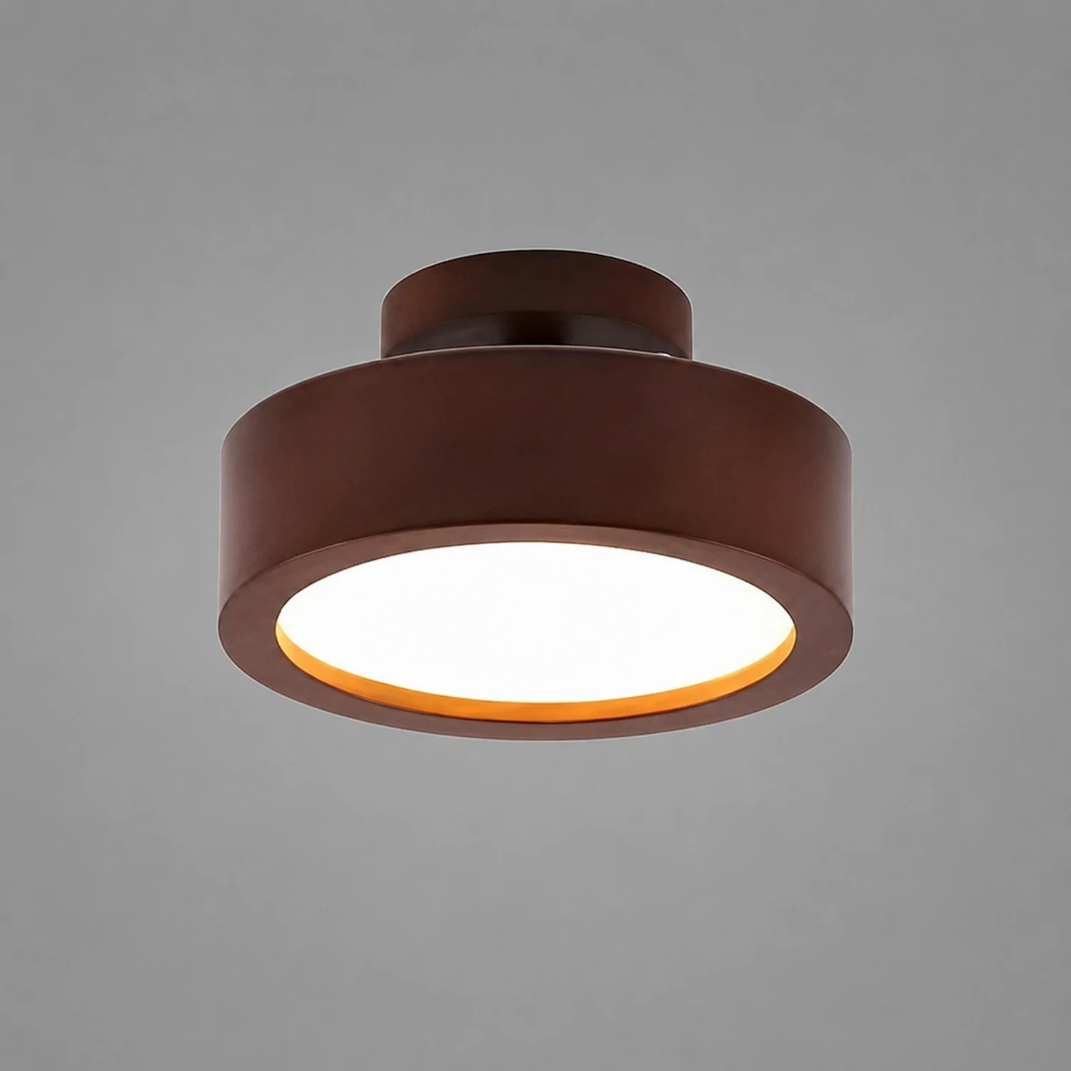 Contemporary Wood Round Flush Mount LED Ceiling Light - Lumpaz