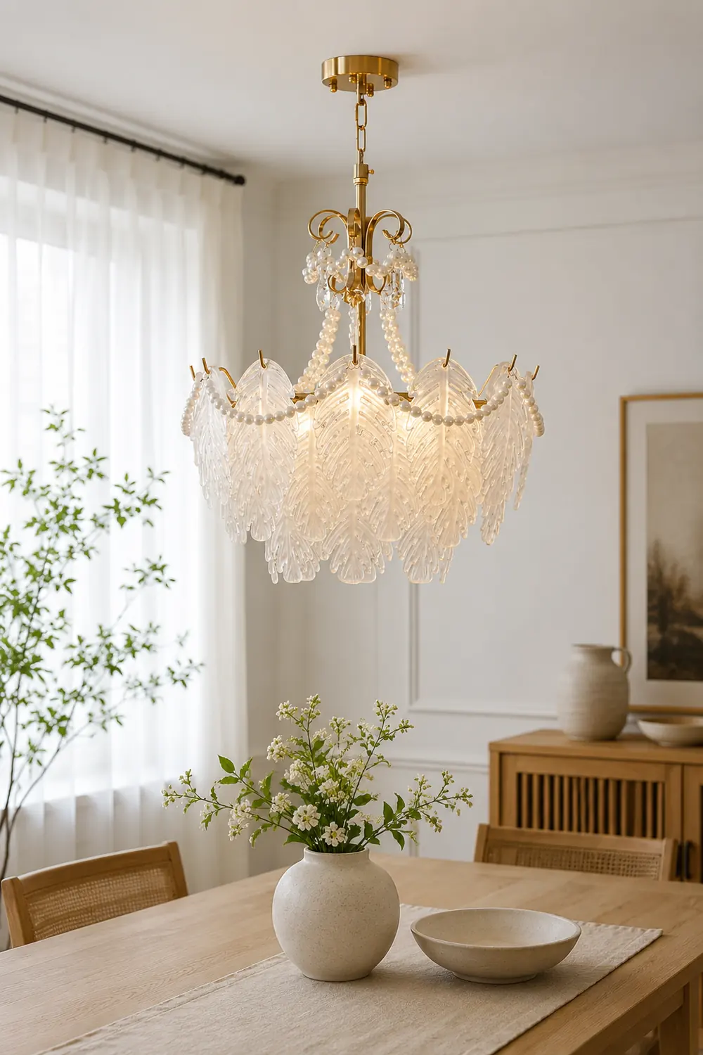 Feather Glass Chandelier - Lumpaz