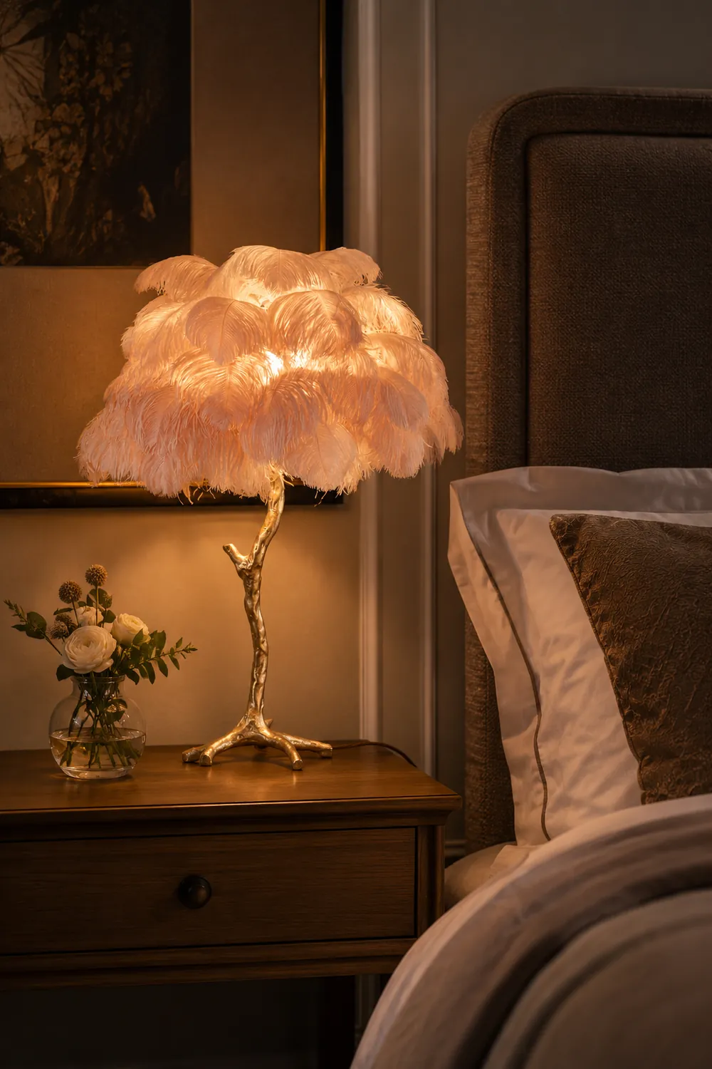 Ostrich Feather Table Lamp - Lumpaz