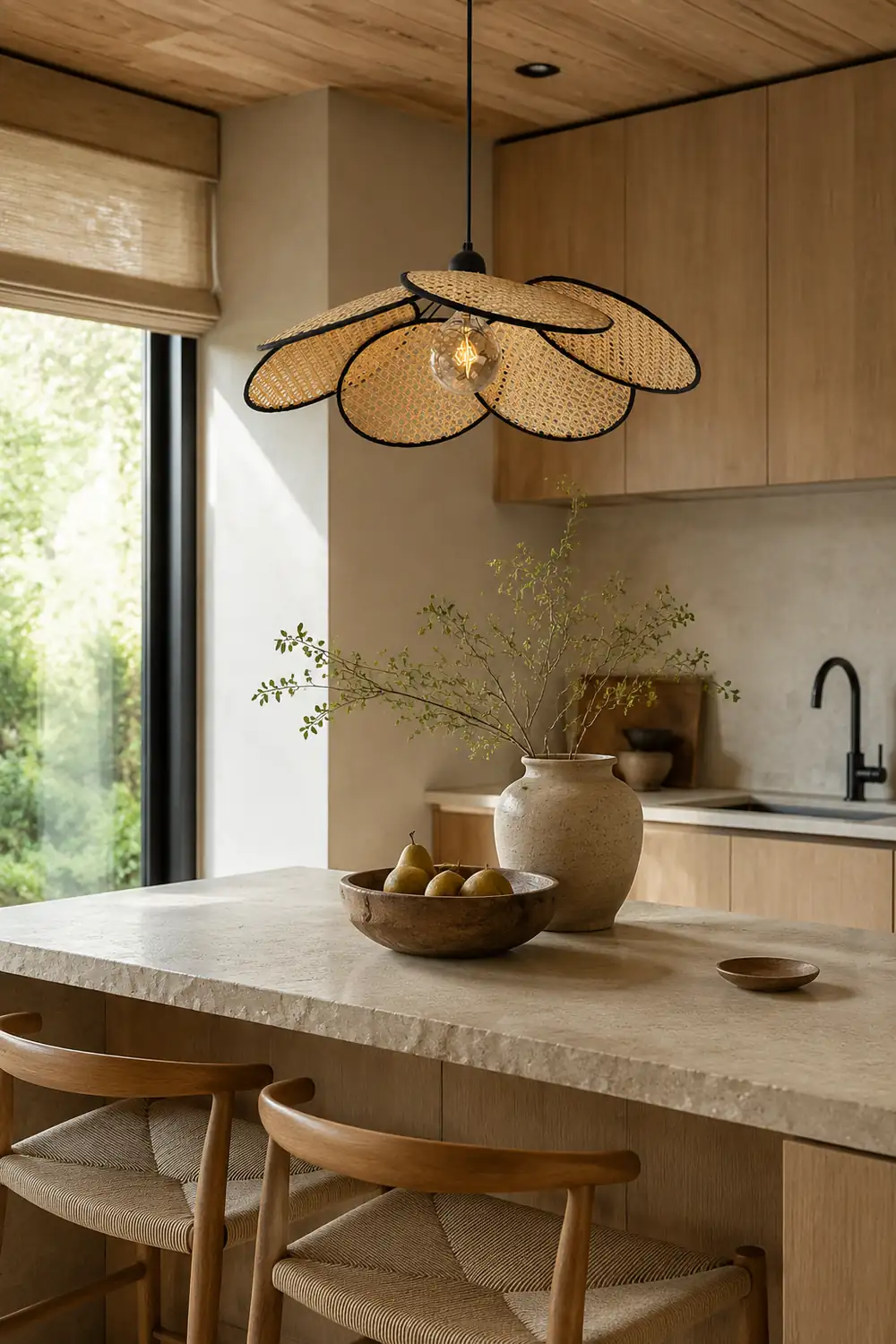 Campbell Rattan Pendant Lamp - Lumpaz