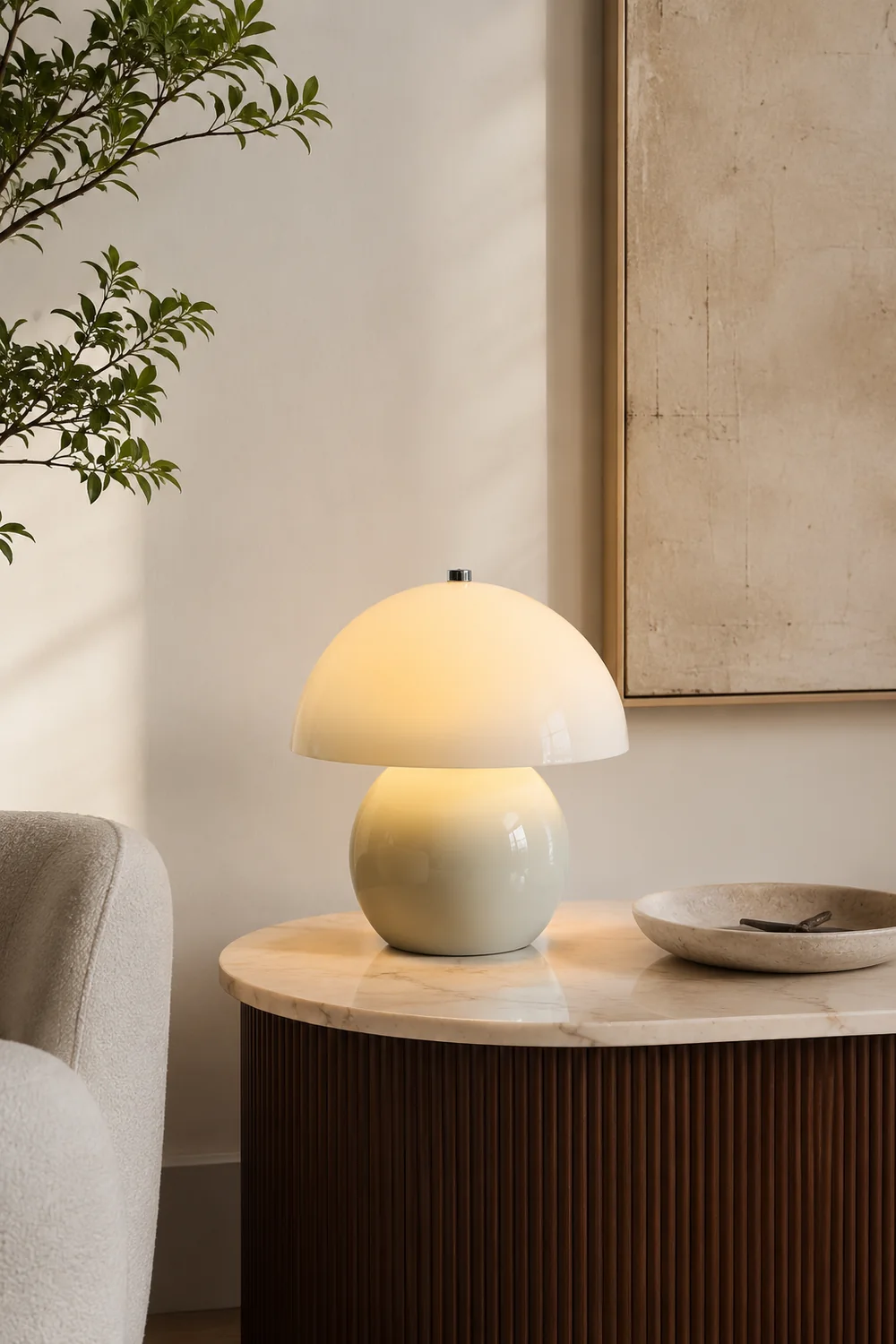 Mushroom Ceramic Built-in Battery Table Lamp - Lumpaz