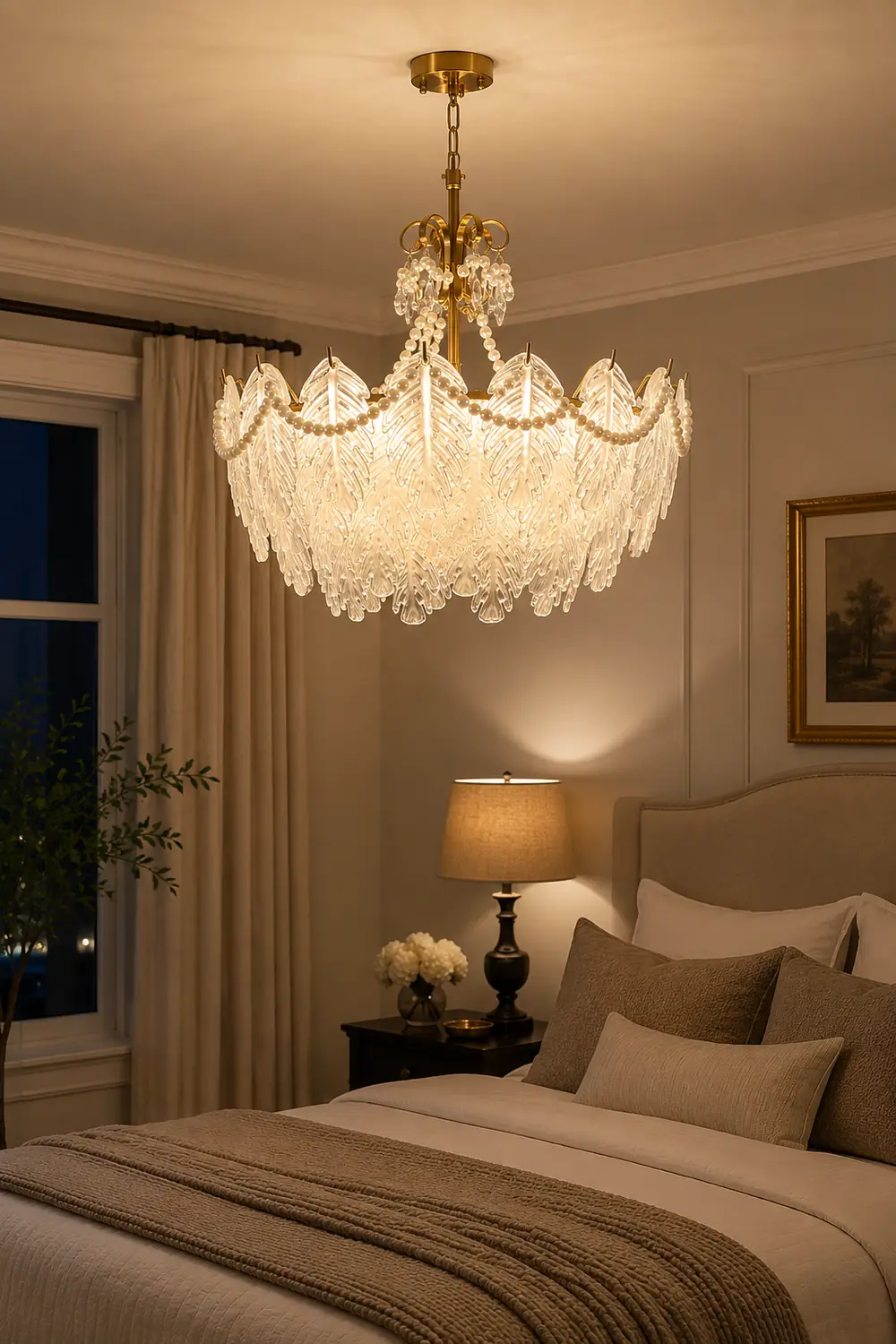 Feather Glass Chandelier - Lumpaz