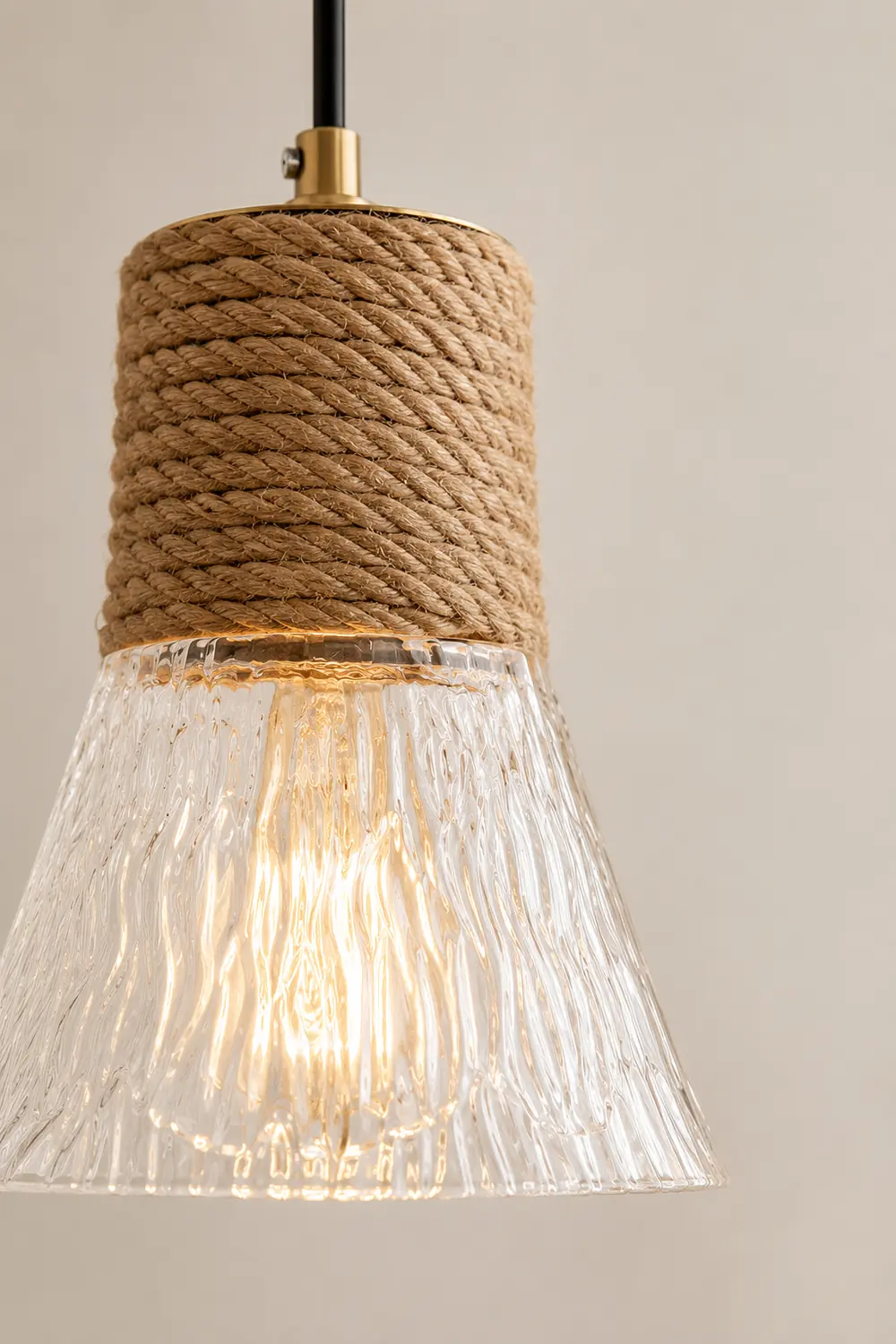 Hemp Rope Glass Pendant Lamp - Lumpaz