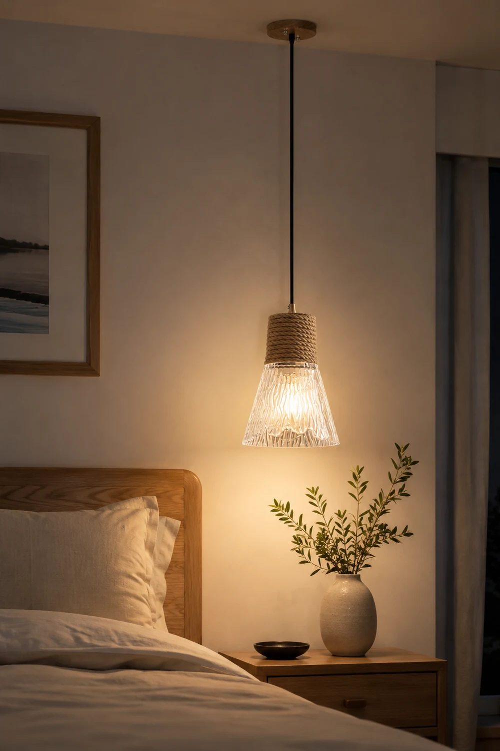 Hemp Rope Glass Pendant Lamp - Lumpaz