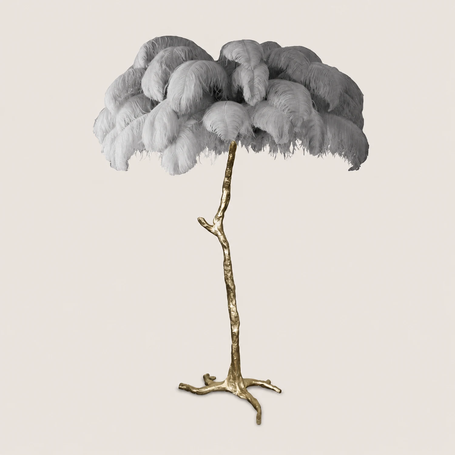 Ostrich Feather Brass Floor Lamp - Lumpaz