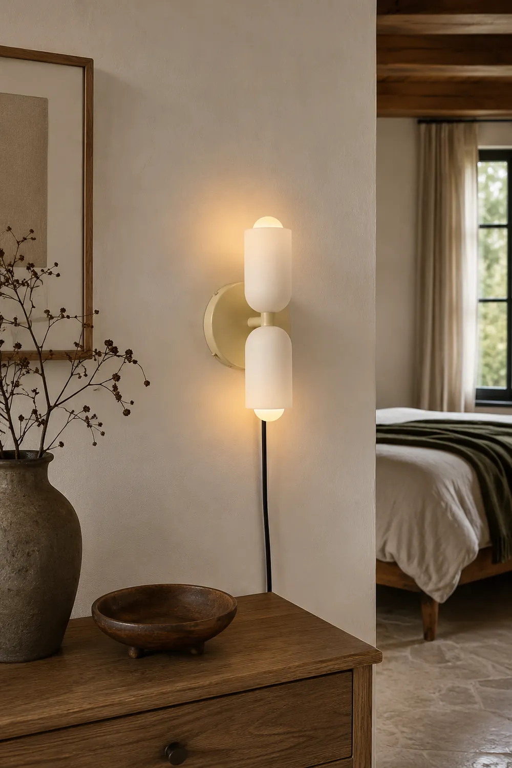 Creamy Double Head Plug-in Wall Light - Lumpaz