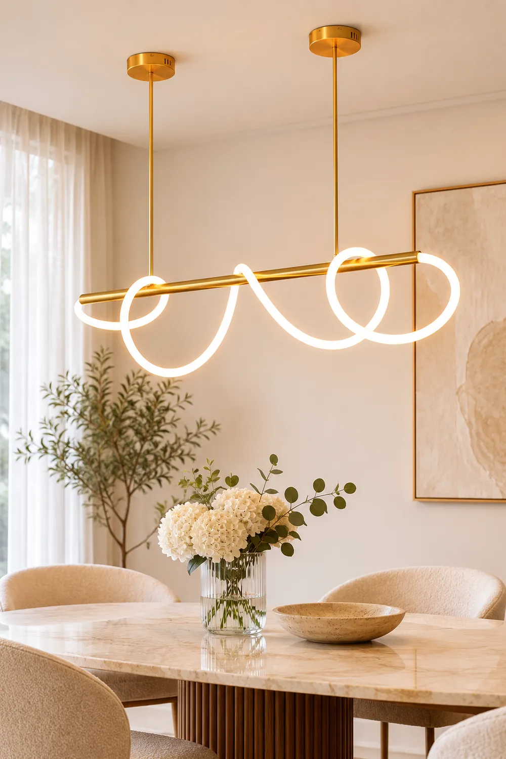 Serpentine Glow Gold Chandelier - Lumpaz