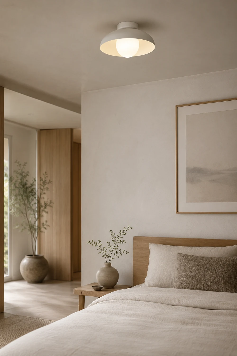 Minimalist White Metal Round Ceiling Light - Lumpaz