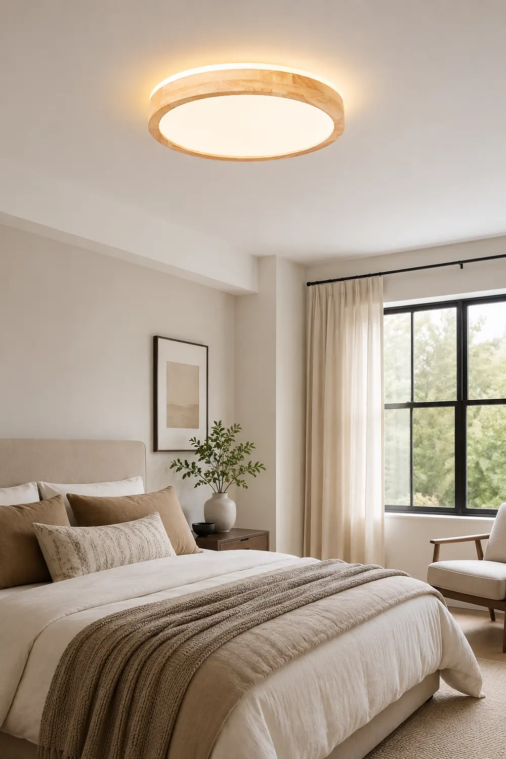 Natural Wood LED Round Ceiling Light - Lumpaz