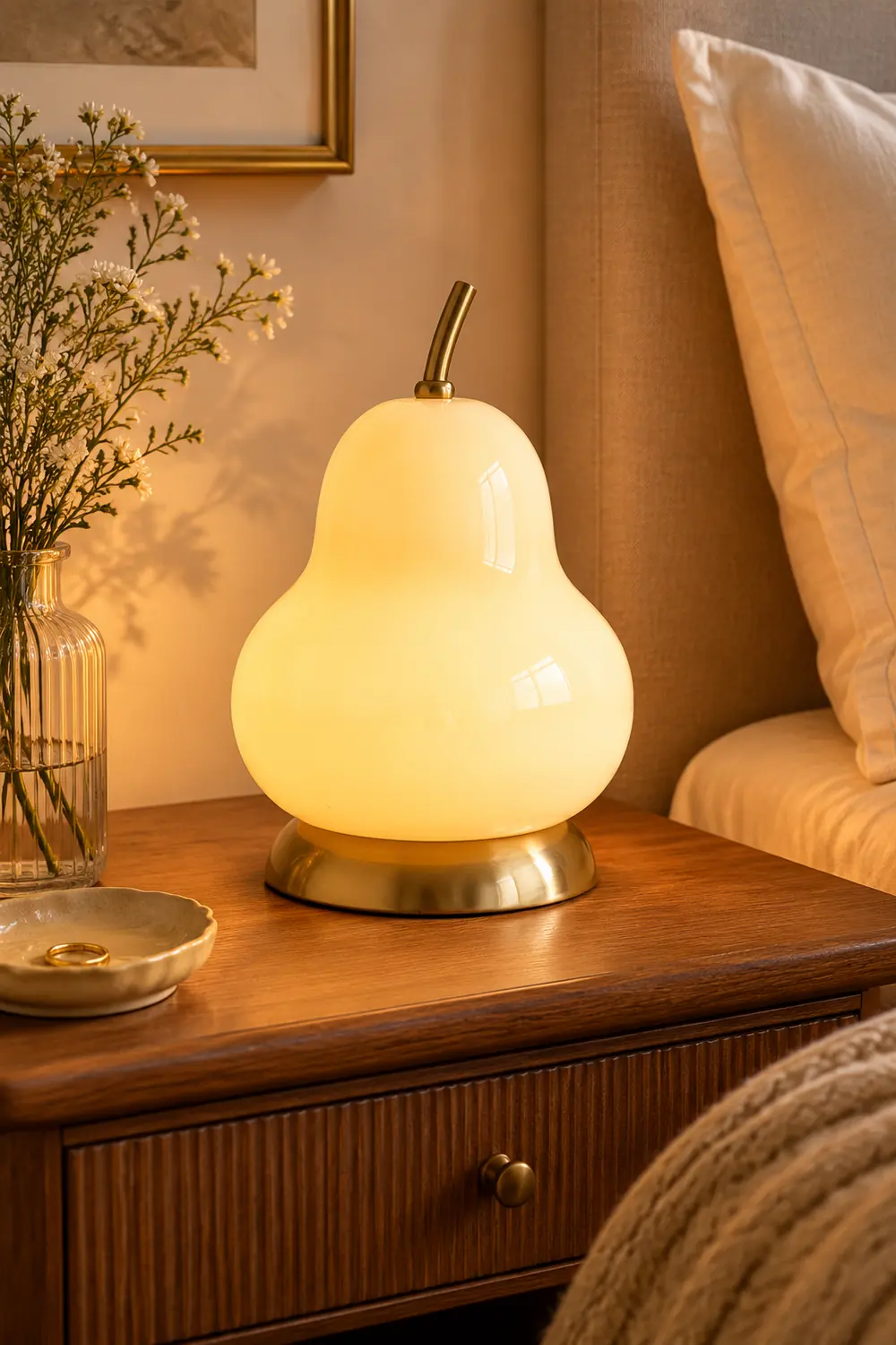 Pear Glass Built-in Battery Table Lamp - Lumpaz