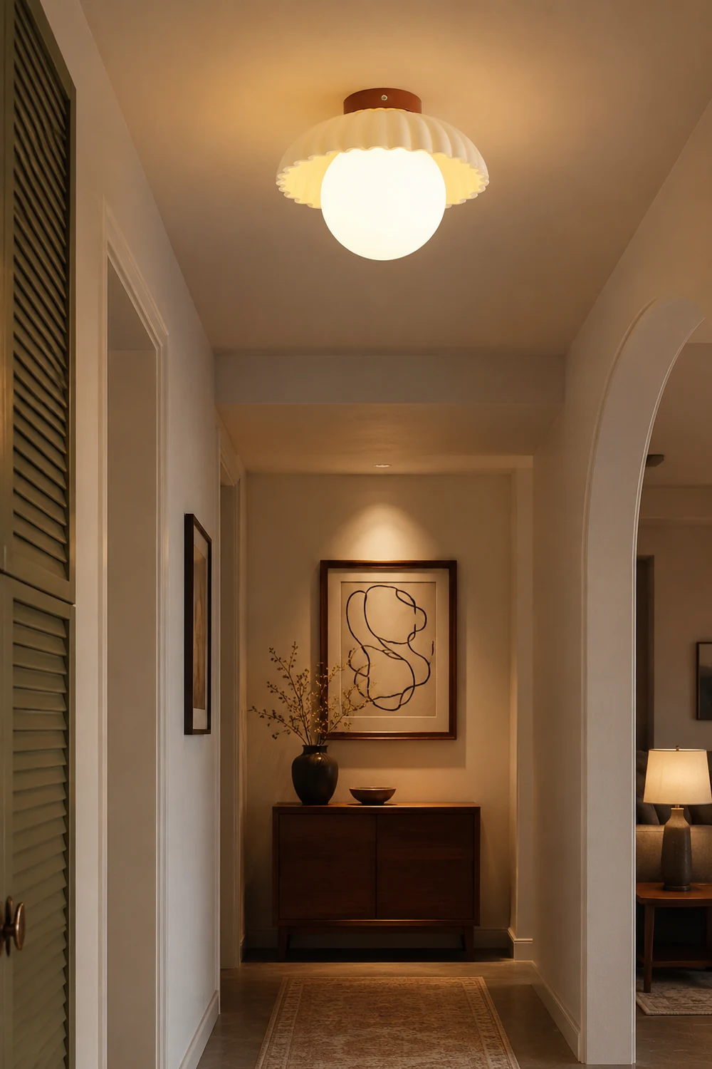 French Creamy Glass Stained Ceiling Light - Lumpaz