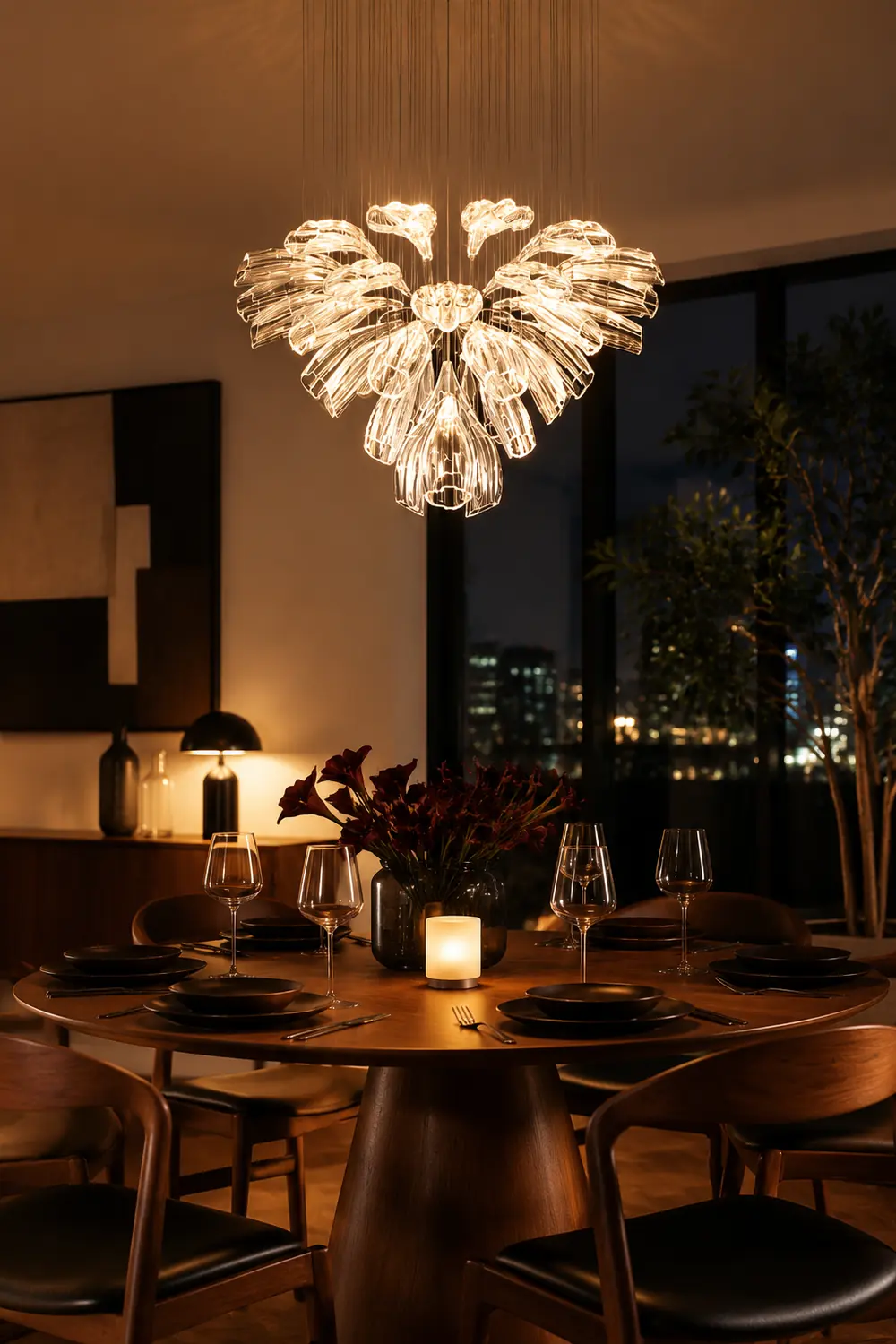 Glass Lotus Chandelier - Lumpaz