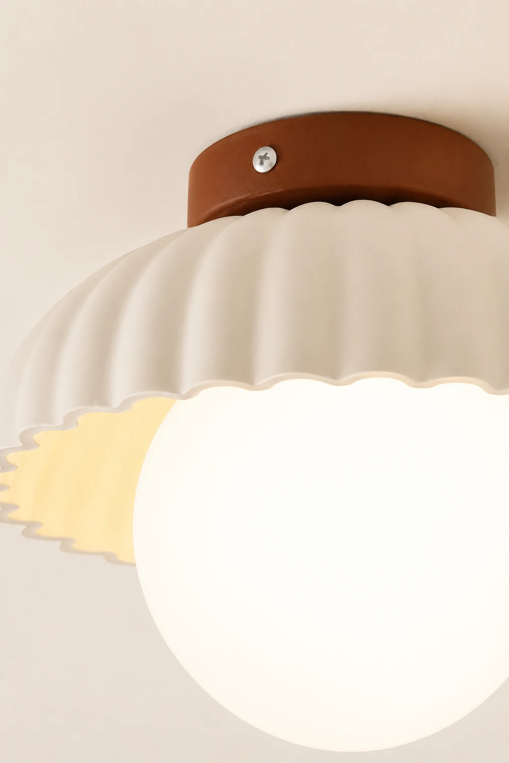 French Creamy Glass Stained Ceiling Light - Lumpaz