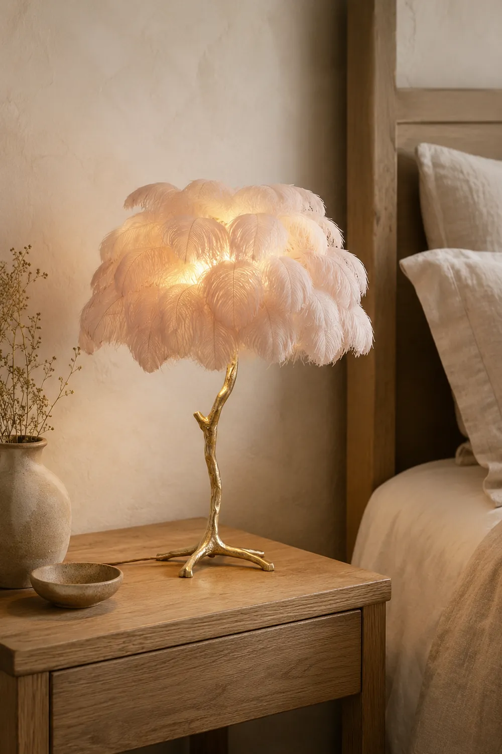 Ostrich Feather Table Lamp - Lumpaz