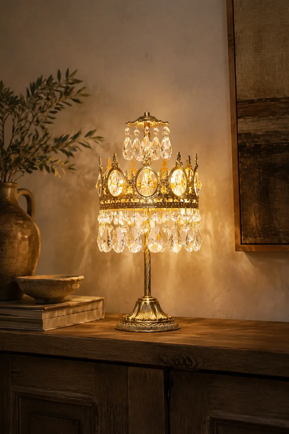 Vintage Crystal Table Lamp - Lumpaz