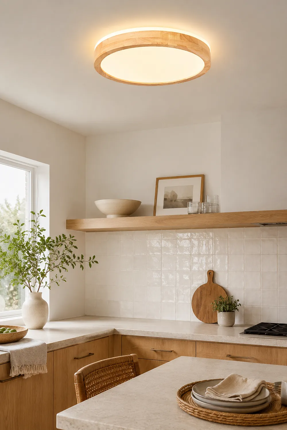 Natural Wood LED Round Ceiling Light - Lumpaz