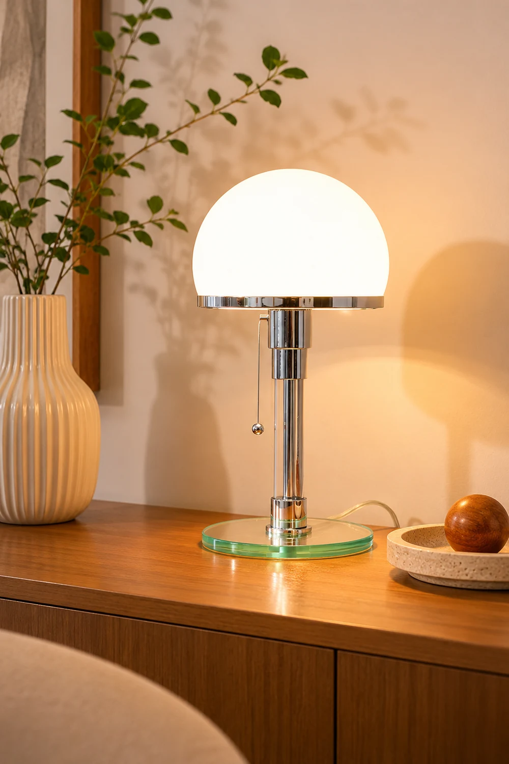 Hemispherical Chrome Table Lamp - Lumpaz