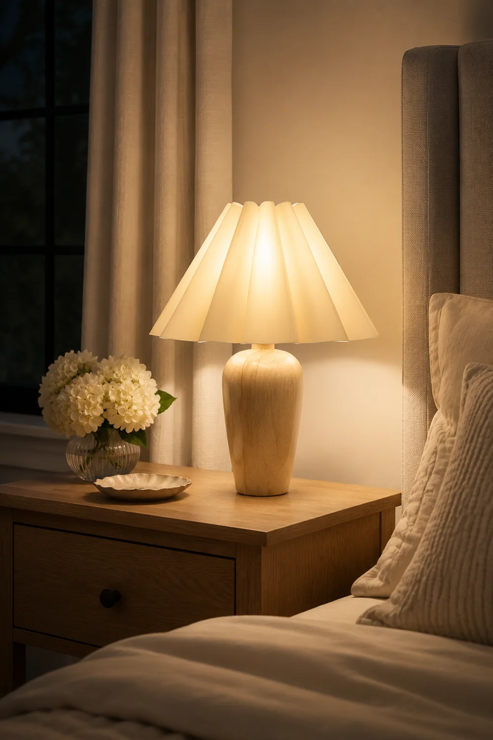 Vintage Fluted Beige Table Lamp - Lumpaz