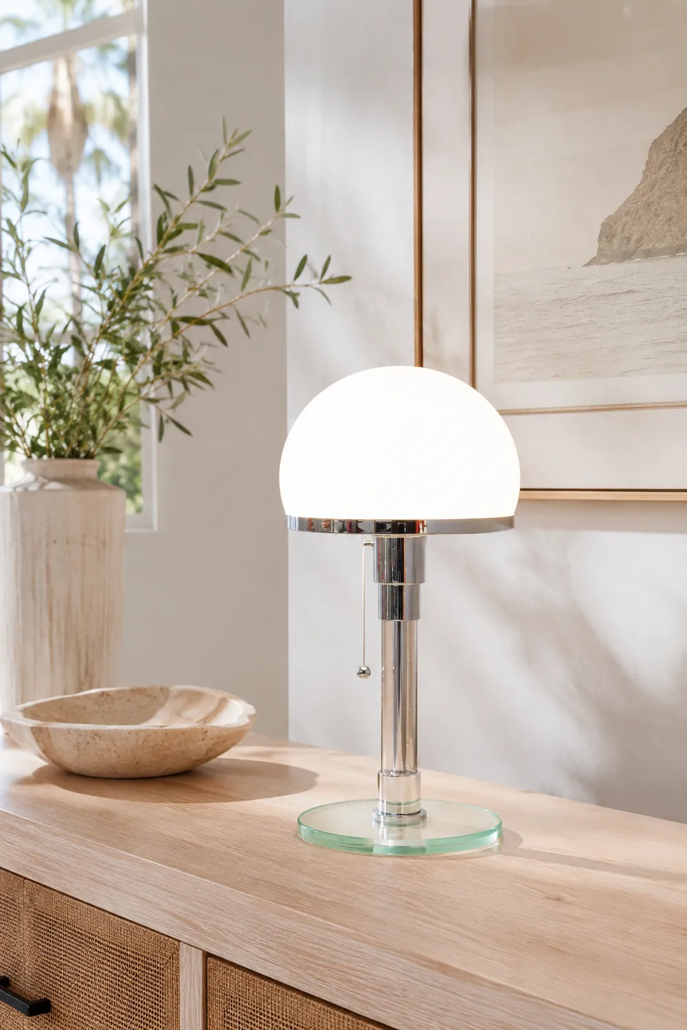 Hemispherical Chrome Table Lamp - Lumpaz