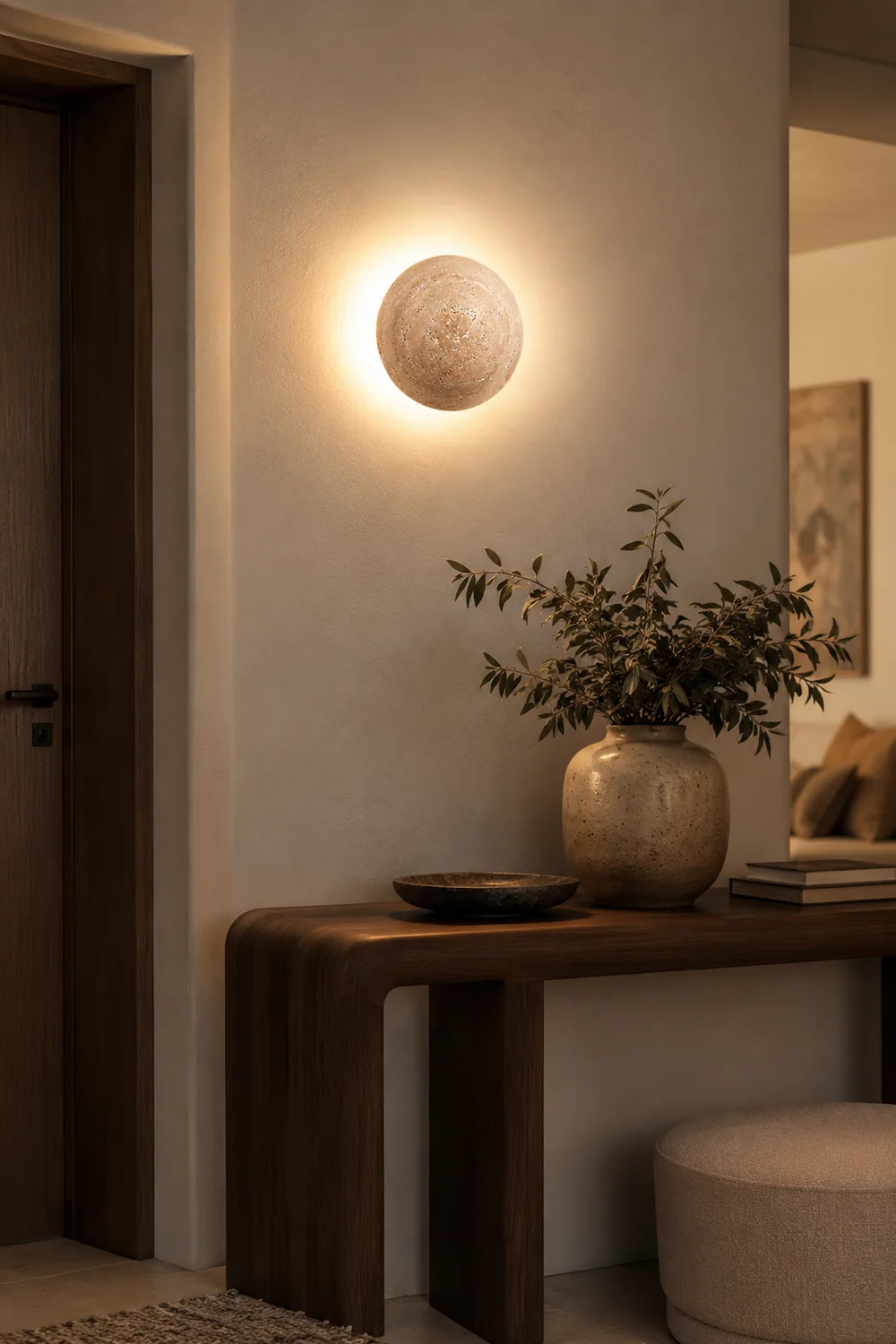 Round Travertine Wall Lamp - Lumpaz