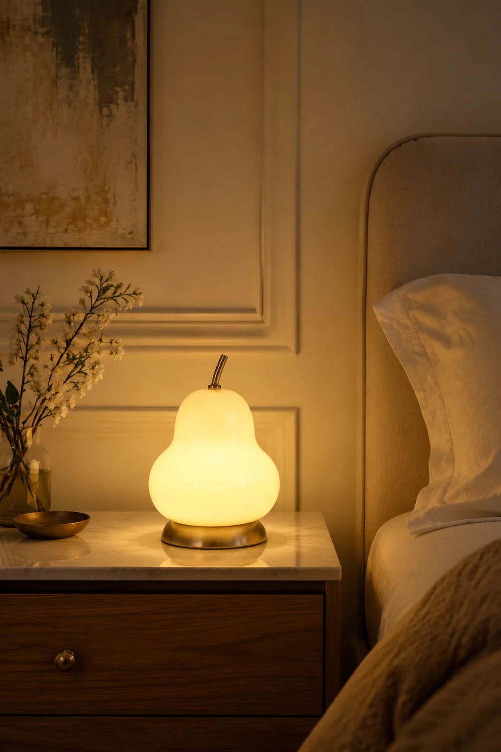 Pear Glass Built-in Battery Table Lamp - Lumpaz