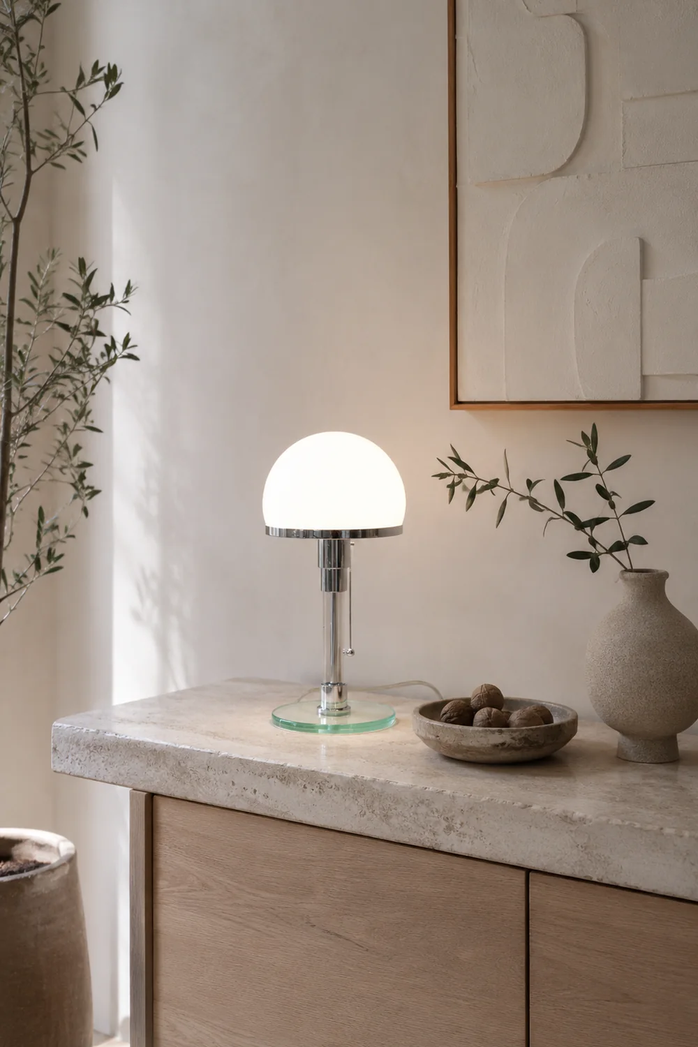 Hemispherical Chrome Table Lamp - Lumpaz