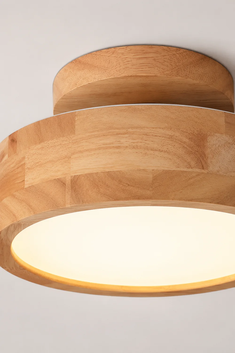 Contemporary Wood Round Flush Mount LED Ceiling Light - Lumpaz